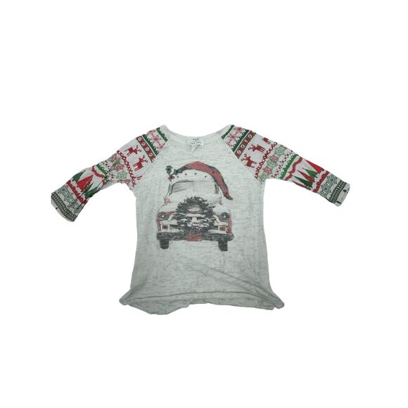 L&B Life Girls' Gray Christmas Holiday Graphic T-Shirt Youth Size Medium - Picture 1 of 5